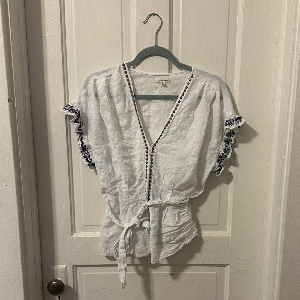White Embroidered Women's Top